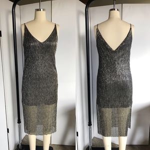 20's FLAPPER GOLD METALLIC SLIP DRESS SIZE SMALL